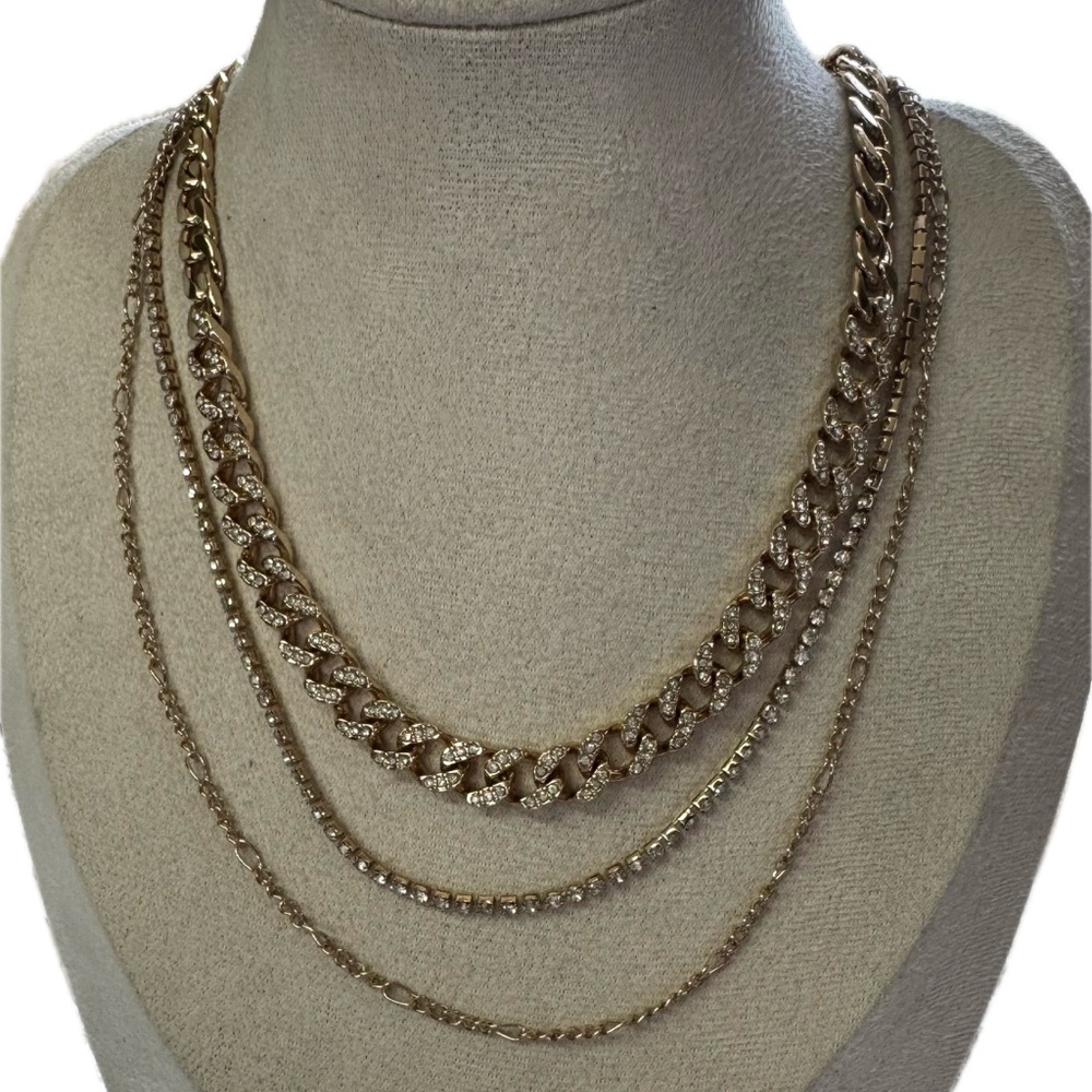 CALL IT SPRING- Gold Layered Necklace with Cascading Chains